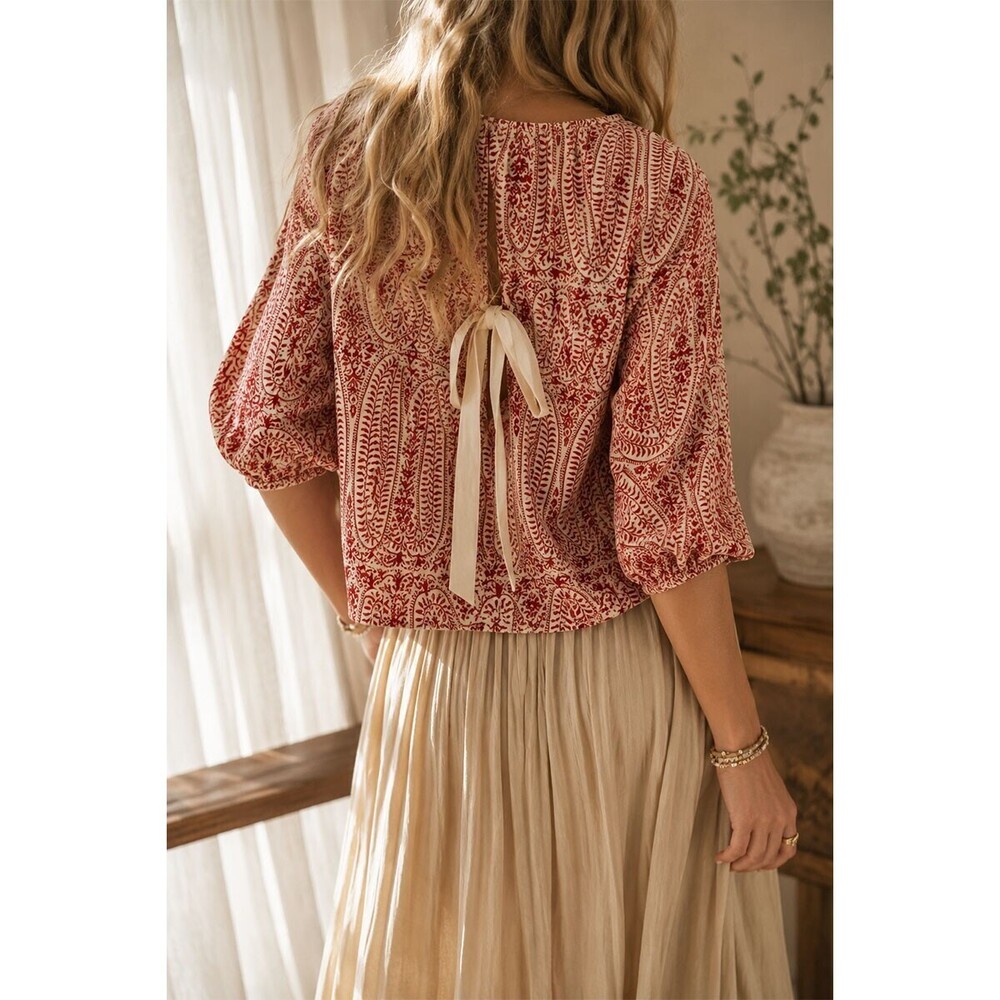 X1  Patterned Blouse Back Bow Tie Various Sizes
